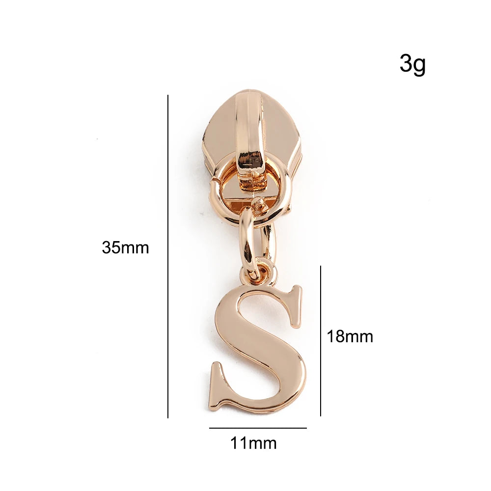 20/50PCS 5# Nylon A-Z English Initial Letter Zipper Puller Slider For Create Personal Logo Bag Purse Trinkets Gift Accessories