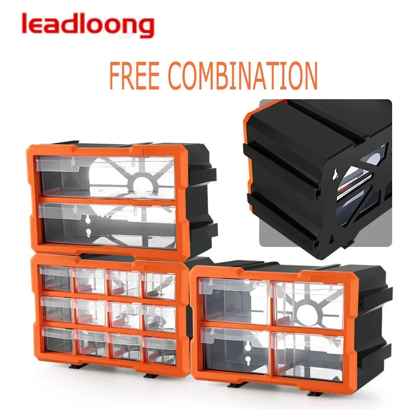 LEADLOONG 60 Grids Screw parts storage box Drawer type transparent accessories classification grid parts cabinet toolbox
