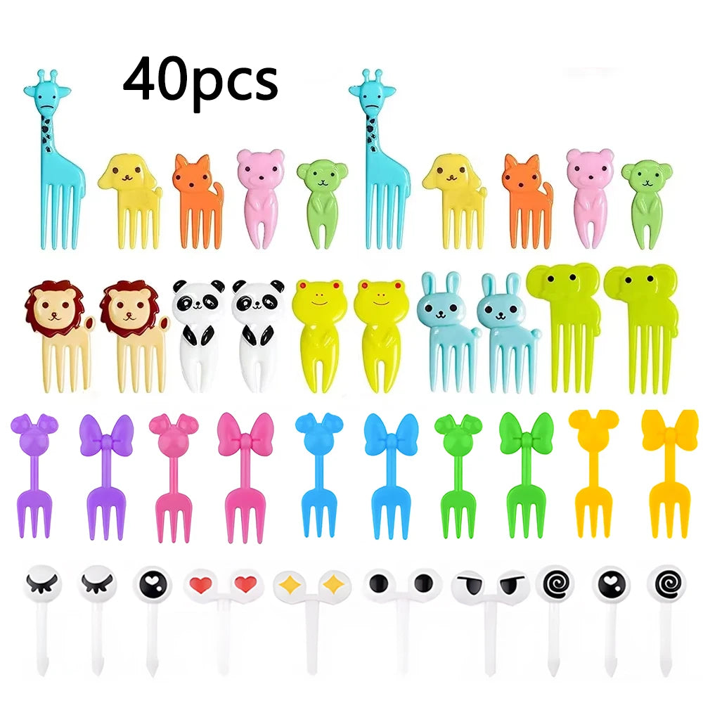 Cute Vegetable Fruit Food Cutter Shapes Set for Kids Lunch Bento Box Decorating Cookie Stamps with Fruit Forks,Food Picks