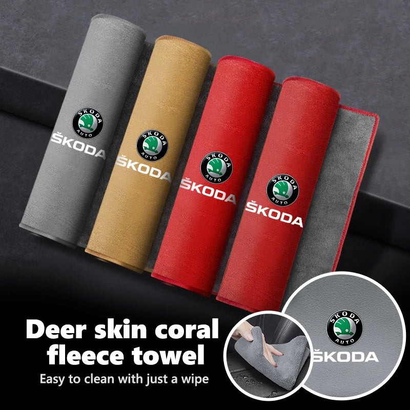 For Skoda Car Logo Wash Clean Towel Microfiber Cleaning Drying Clothl Octavia Superb RAPID FABIA KAMIQ KAROQ KODIAQ YETI