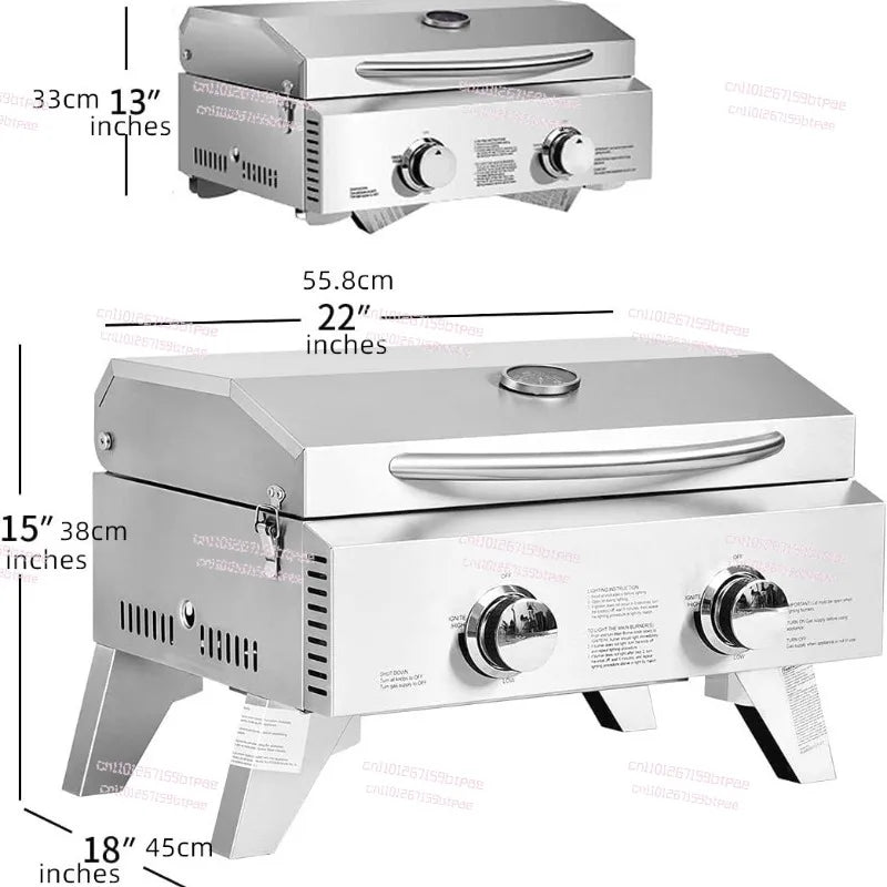 2 camp picnic stove Stainless steel outdoor portable gas barbecue grill