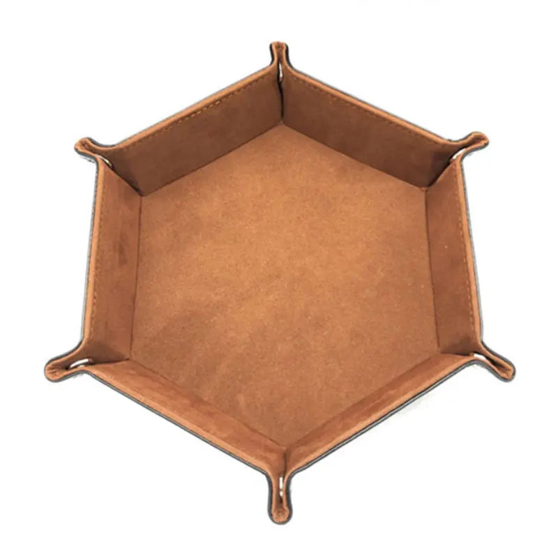 Foldable Dice Tray Box PU Leather Folding Hexagon Coin Square Game 12 Colors For RPG DnD Table Board Games