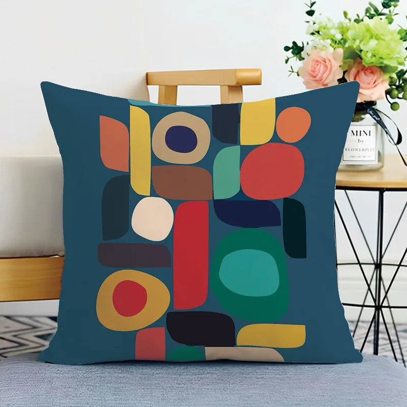 Creative Geometric Double-sided Printed pillow cover Short plush Suitable living rooms bedrooms sofas throw cushion cover