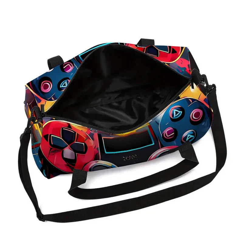 Neon Game Controller Large Capacity Luggage Bag  For Boy And Girls Best Gifts 2D Cartoon Travel Duffels Hand Bag For Children