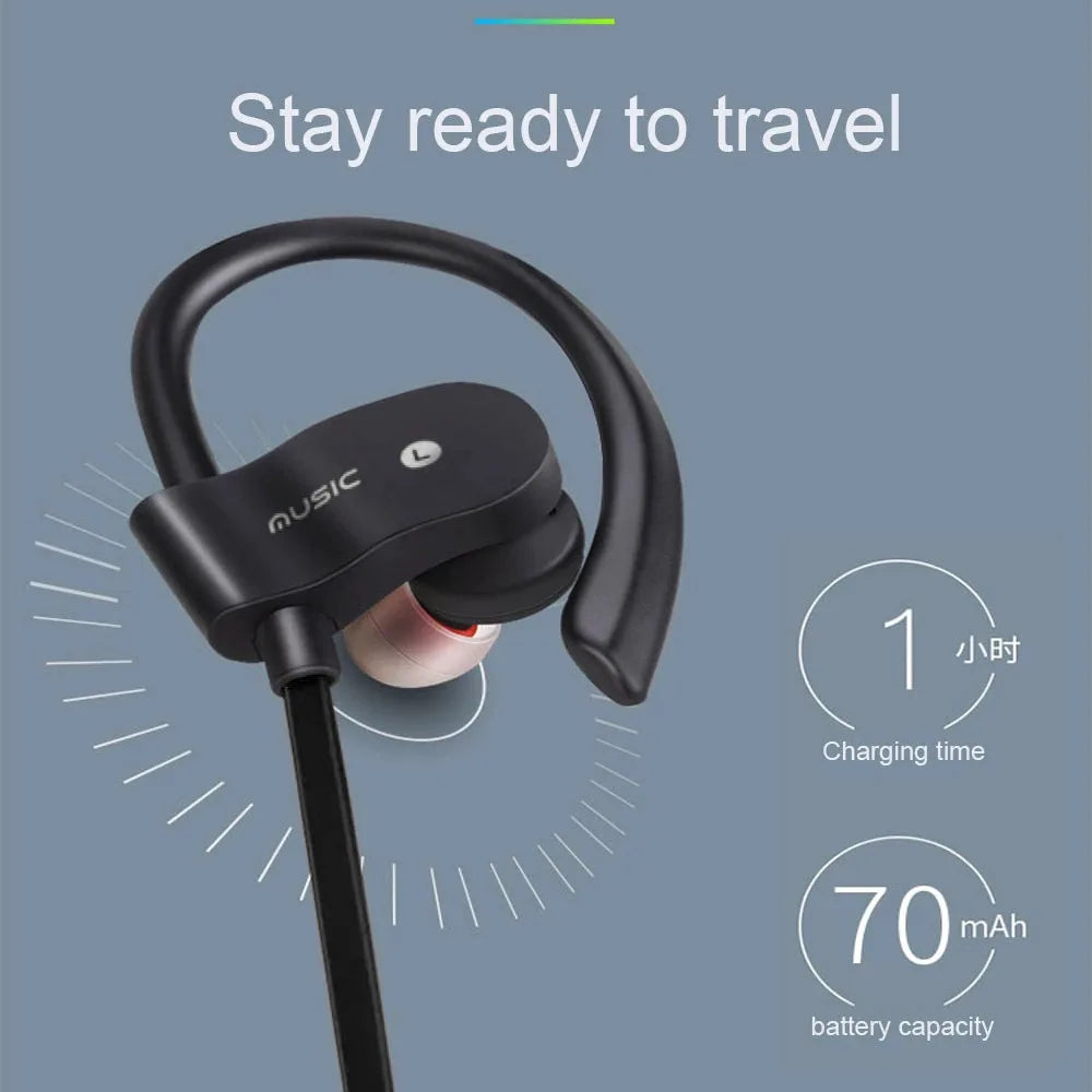 Bluetooth 4.1 Wireless Earphones Sports Music Headset Ear-Hook Waterproof Earbuds Neckband Headphone With Mic For iPhone Xiaomi