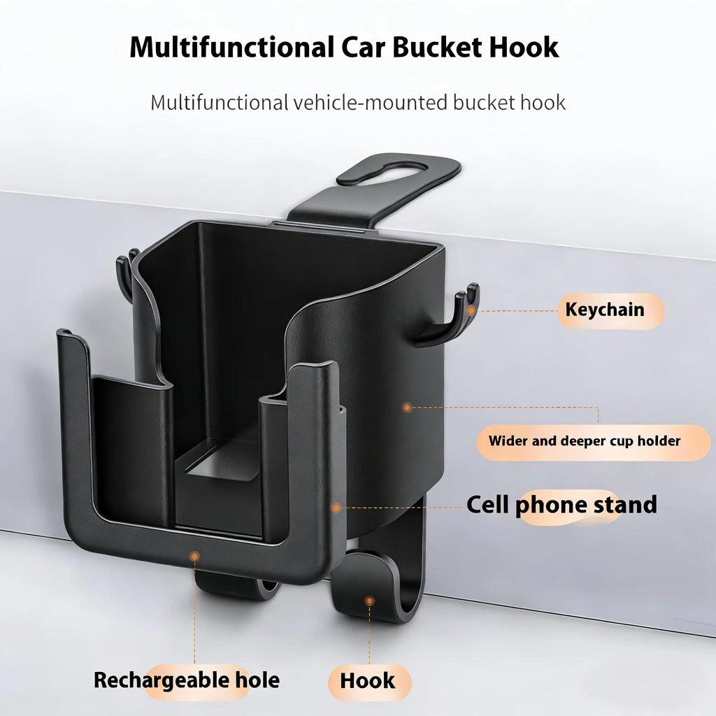 Car Mounted Rear Drainage Cup Holder. No Punching Required. Seat Backrest Cup Holder. Phone Holder Garbage Bag Hook Three in One