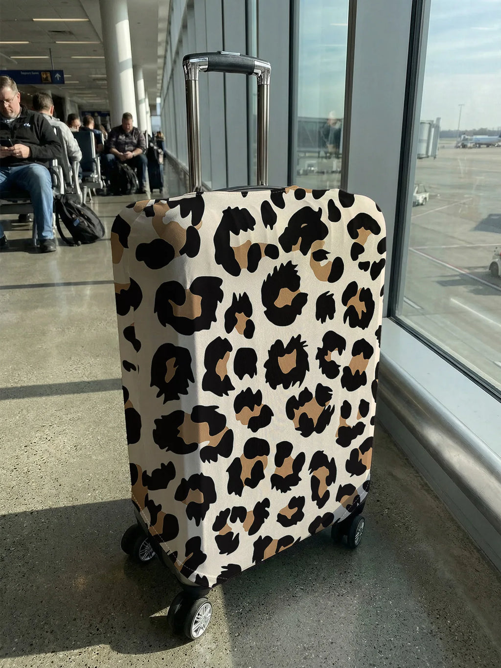 Beige Leopard Print Full Print Luggage Cover, Suitable for 18-32 Inch Luggage Cover, Luggage Handle Glove, Travel Accessories