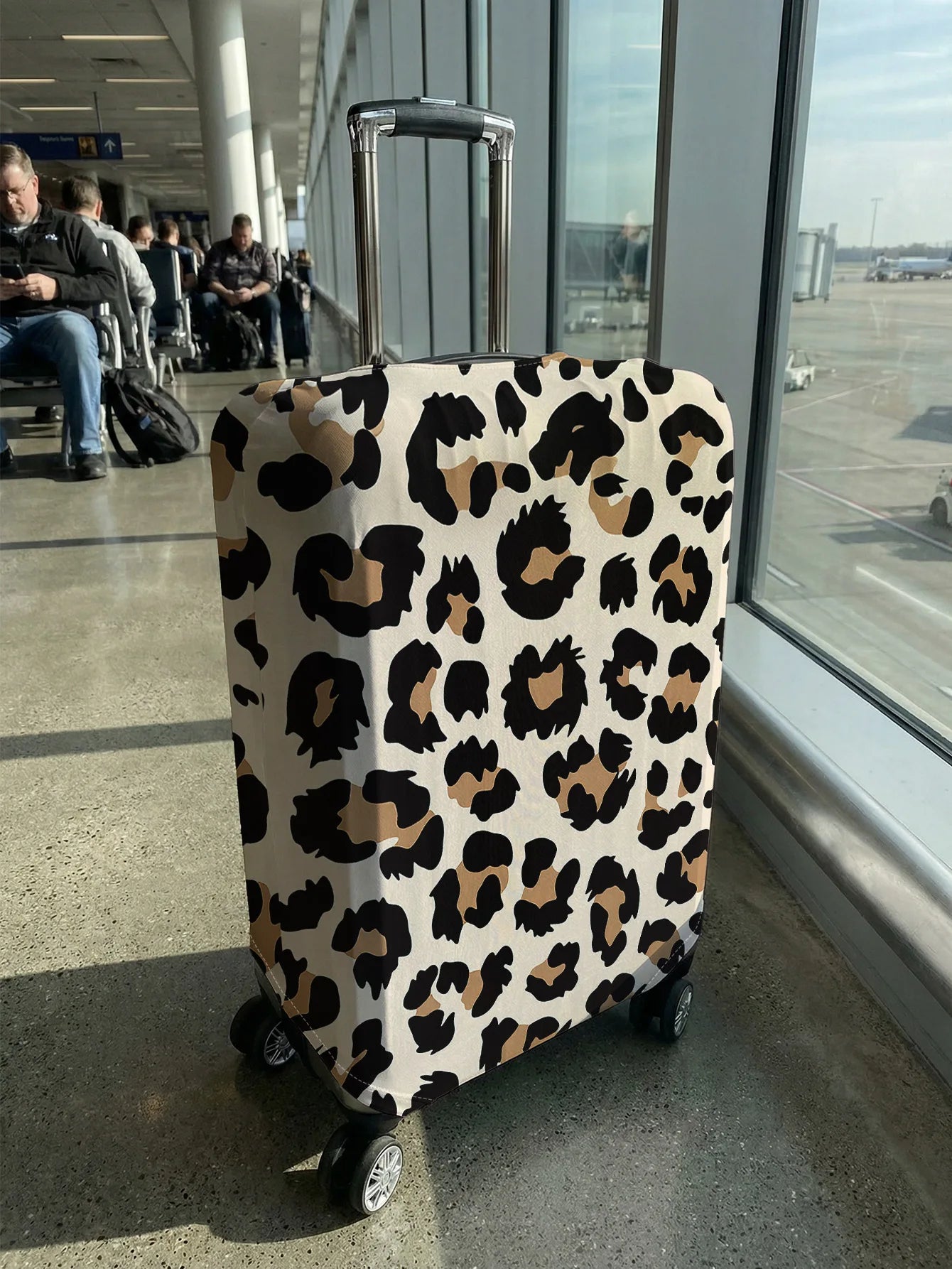 Beige Leopard Print Full Print Luggage Cover, Suitable for 18-32 Inch Luggage Cover, Luggage Handle Glove, Travel Accessories