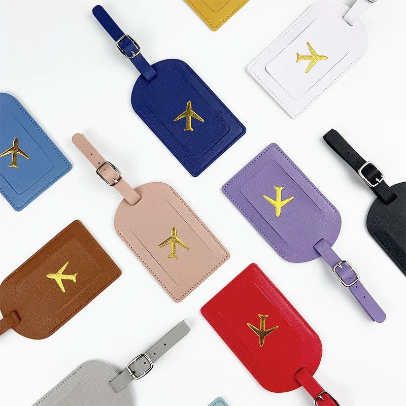 1PC Portable PU Leather Luggage Tag Suitcase Identifier Label Baggage Board Bag Tag Name ID Address Holder Travel Passport Card
