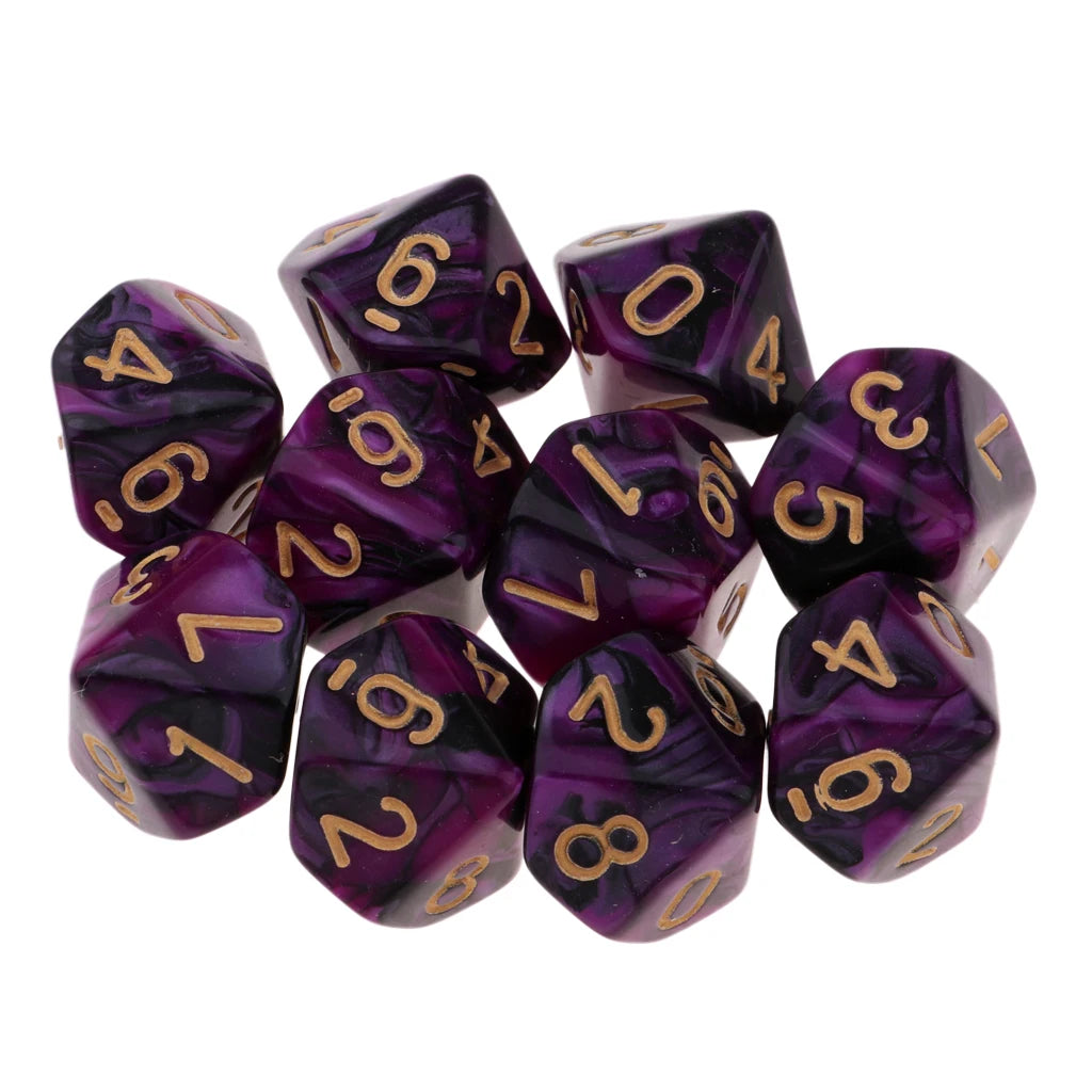 MagiDeal 10pcs 10 Sided Dice D10 Polyhedral Dice for Table Games for Pub Club Games Supplies Dungeons and Dragons Table Games