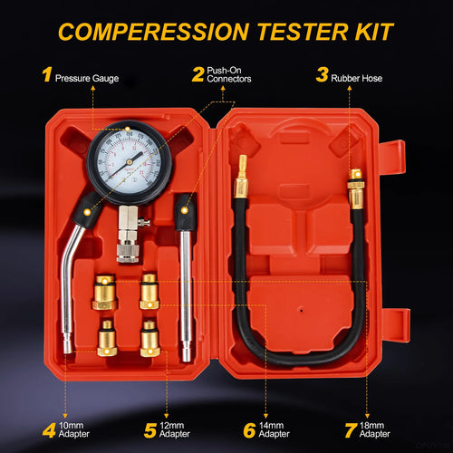 0-300 PSI Petrol Gas Engine Cylinder Pressure Gauge Automotive Tool for Motorcycle Car Truck Compression Tester Kit