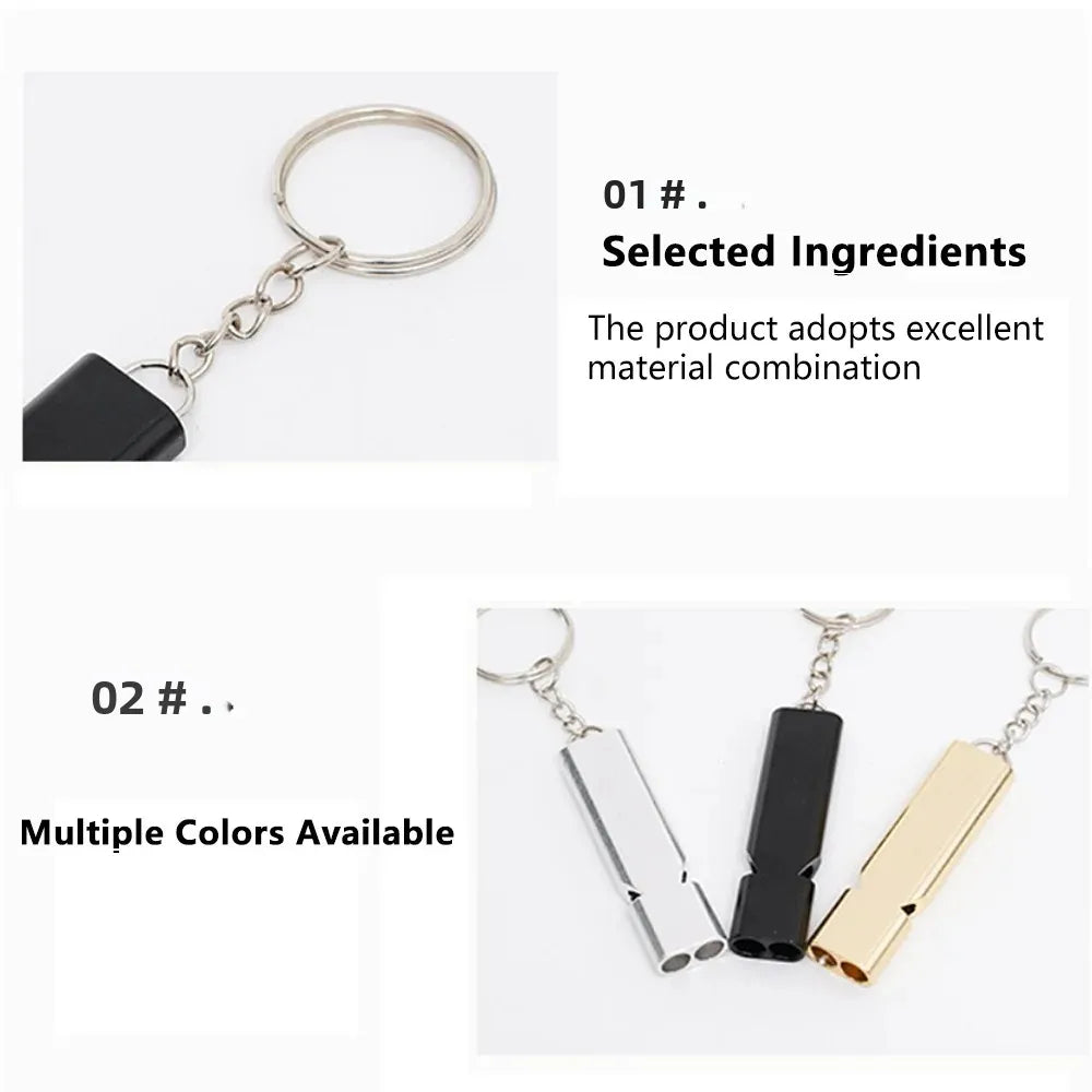 Flat Aluminum Alloy Dual Frequency Survival Whistle Double Tube Outdoor Equipment Equipped EDC Tool