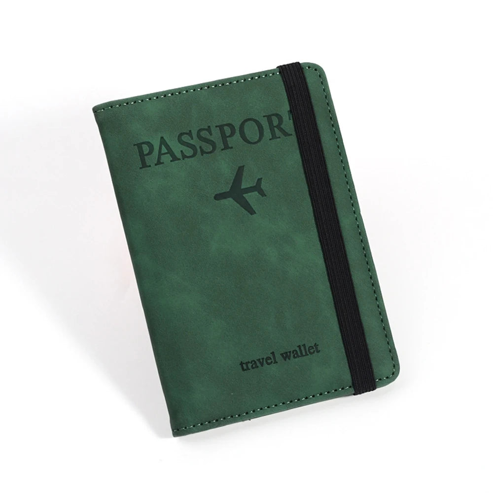 Customized Name PU Men's RFID Passport Holder 2-Style Envelope, Airplane Pattern Printed Anti-Theft Passport Wallet, Minimalist