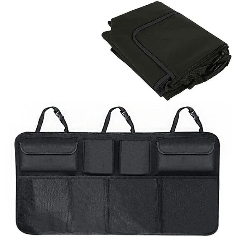 Car Trunk Organizer Universal Adjustable Backseat Storage Bag Net High Capacity Hanging Organizers for Jeeps SUVs Vans