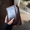 Men Women Leather Passport Holder Cover RFID Blocking Travel Wallet Passport Case with Pen Holder Dual SIM Card Slots