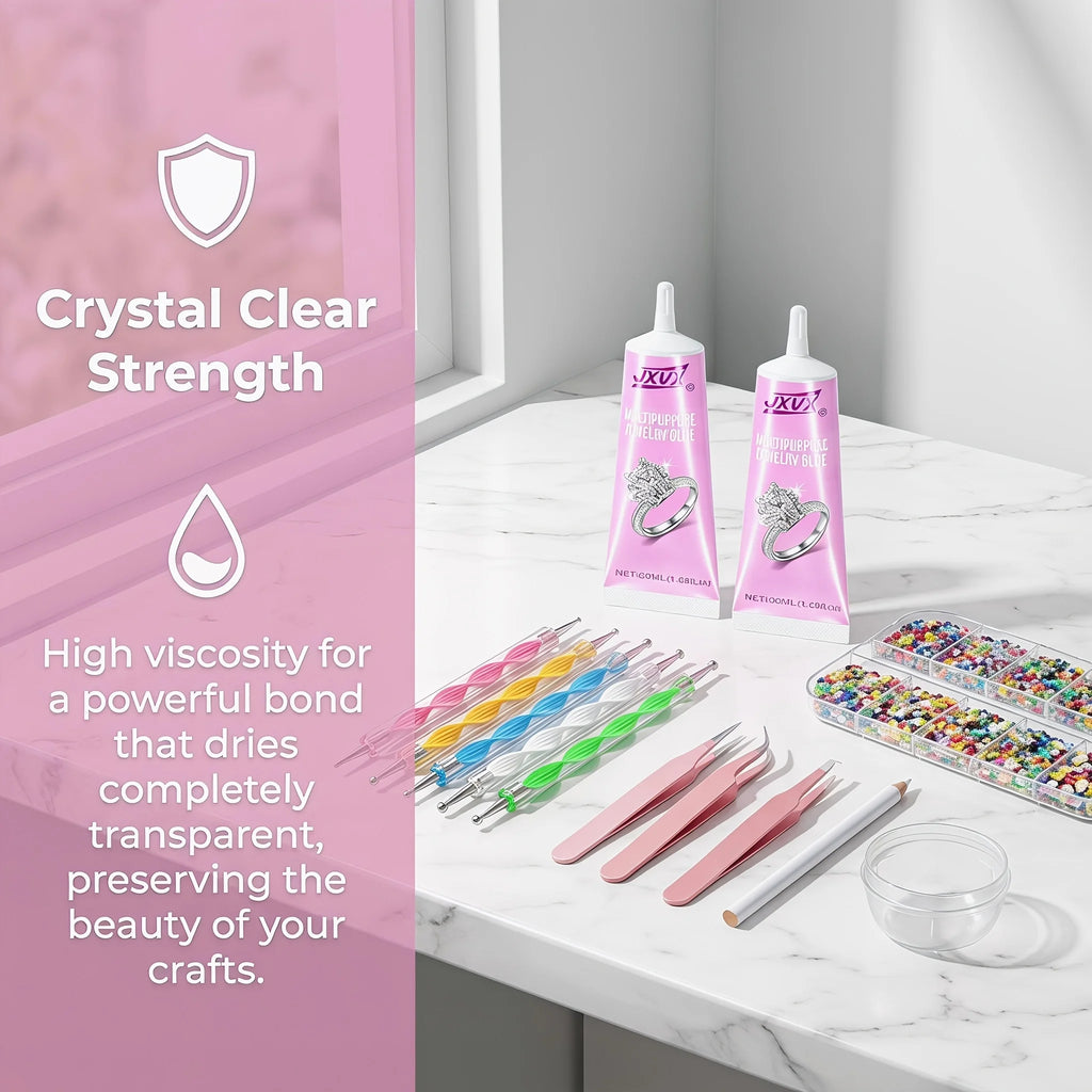 Jewelry Glue B7000 Production and Restoration-for bonding gem Pearls Earrings Rings Rhinestones Strong Waterproof Clear Adhesive 50ML（1.68fl oz）