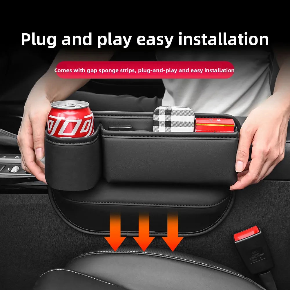 For Mercedes Benz C Class C63 C180 C200 C300 W206 2021~2025 Car Seat Gap Filler Storage Box With Cup Holder Organizer Pocket Kit
