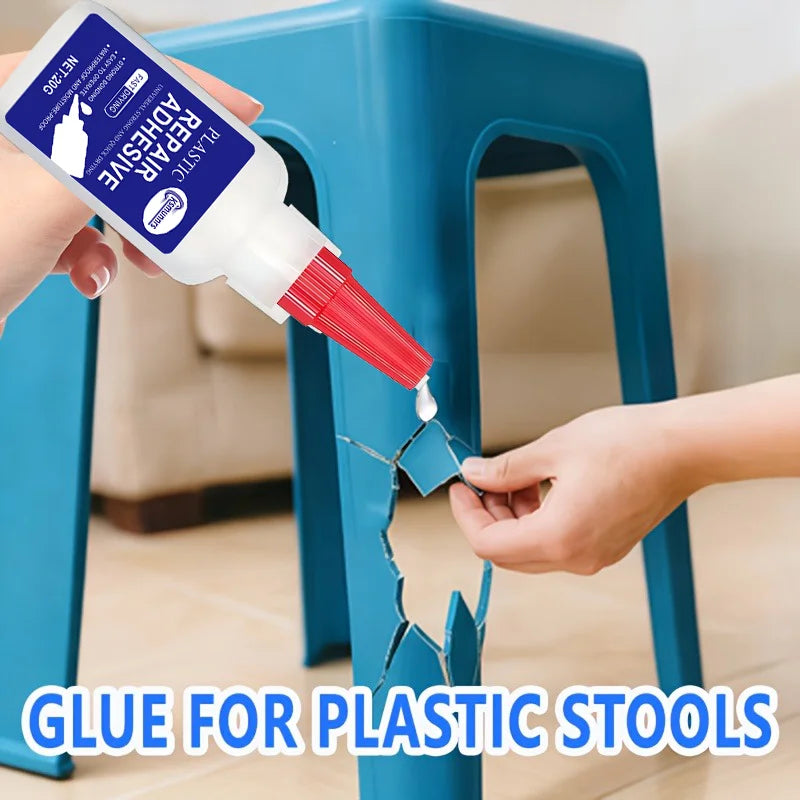 New Plastic Stool Repair Glue - Instant Bonding That Won't Fall Off! Quickly Fixes Cracks, Broken Legs, and Missing Corners. Hig