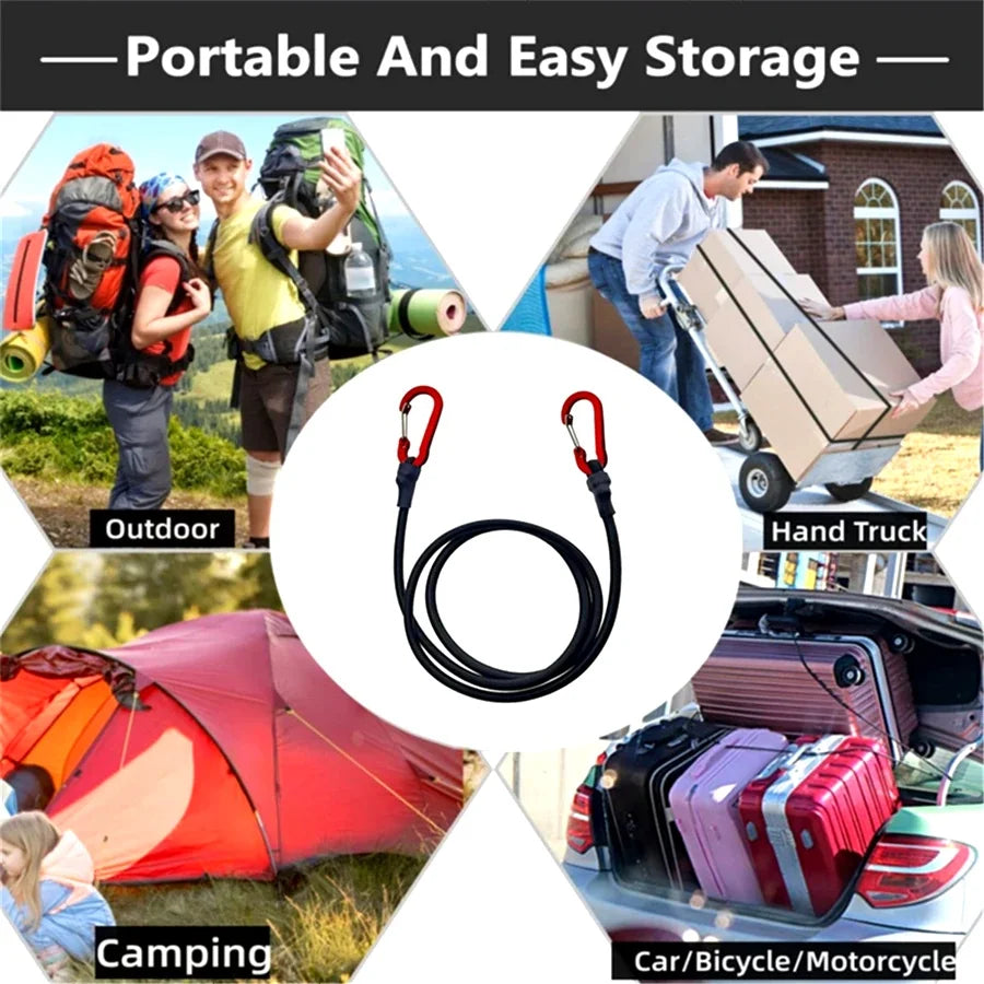 30-210cm 8mm Packing Ropes Outdoor Elastic Bungee Cords with Red Hooks Stretch Lightweight for Bikes Car Luggage Roof Rack Strap