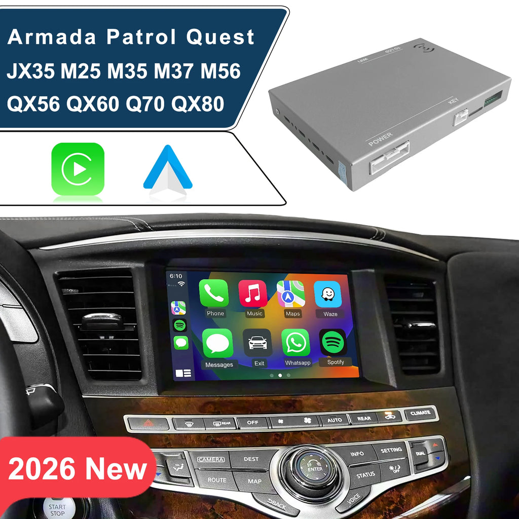 Wireless CarPlay & Android Auto Interface for Infiniti JX35 M25 M35 M37 M56 Q70 QX56 QX60 QX80 Nissan Armada Patrol Quest