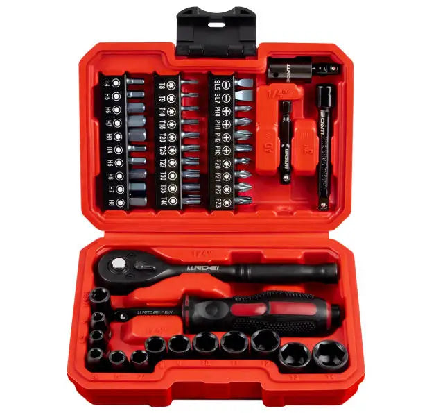 48 Piece 1/4 Inch Mini Socket Ratchet Wrench Set, Metric Shallow Socket (4-14mm) 6-Point,with 72 Teeth Mini Ratcheting
