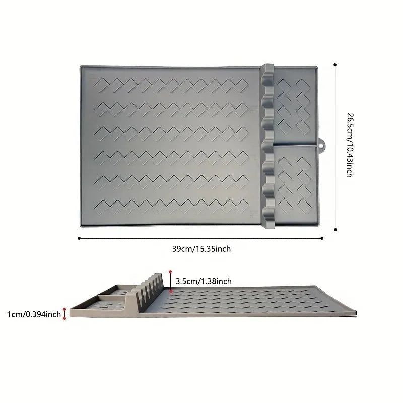 Silicone  Mat for Side Burner Rack Kitchen Utensil Storage Holder Outdoor Grill Countertop Silicone Pad with Drip Tray