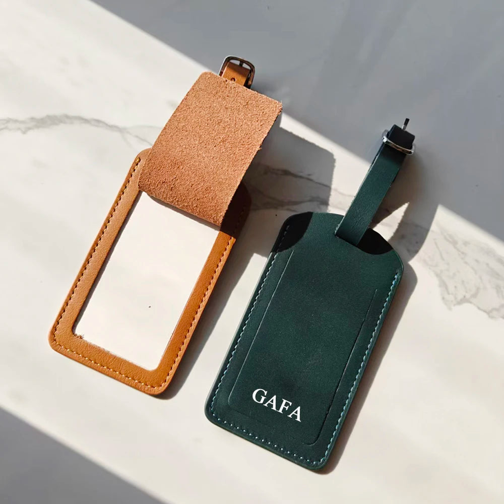 Customizable Name Leather Suitcase Tag Luxury Genuine Leahter Female Travel Accessories Persoanlized Letters Men Luggage Label