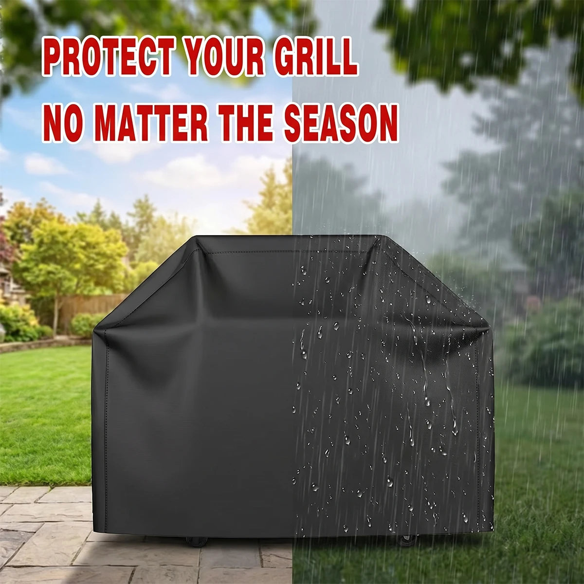 Large Grill Cover, Heat Resistant Black, Heavy Duty Grill Cover for Gas Grill, BBQ Accessories