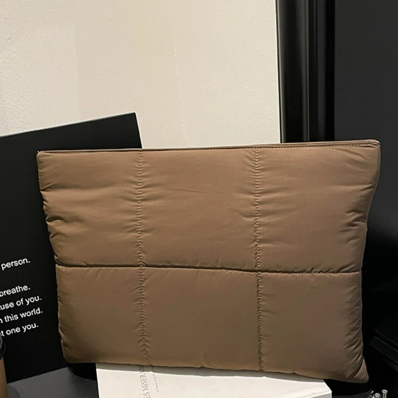 Korean Cross Border Puff  Laptop Bag  for Macbook Shockproof Hand Carry Clutch Bag Comfortable and Versatile Texture Pillow Bag