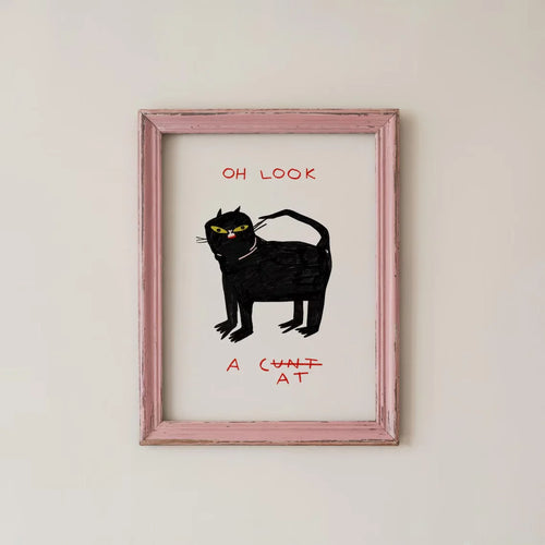 "Playful Whimsical Black Cat Wall Print Decor - Quirky Humorous Art Poster for Eclectic Living Room Accent, Cozy Bedroom Wall De