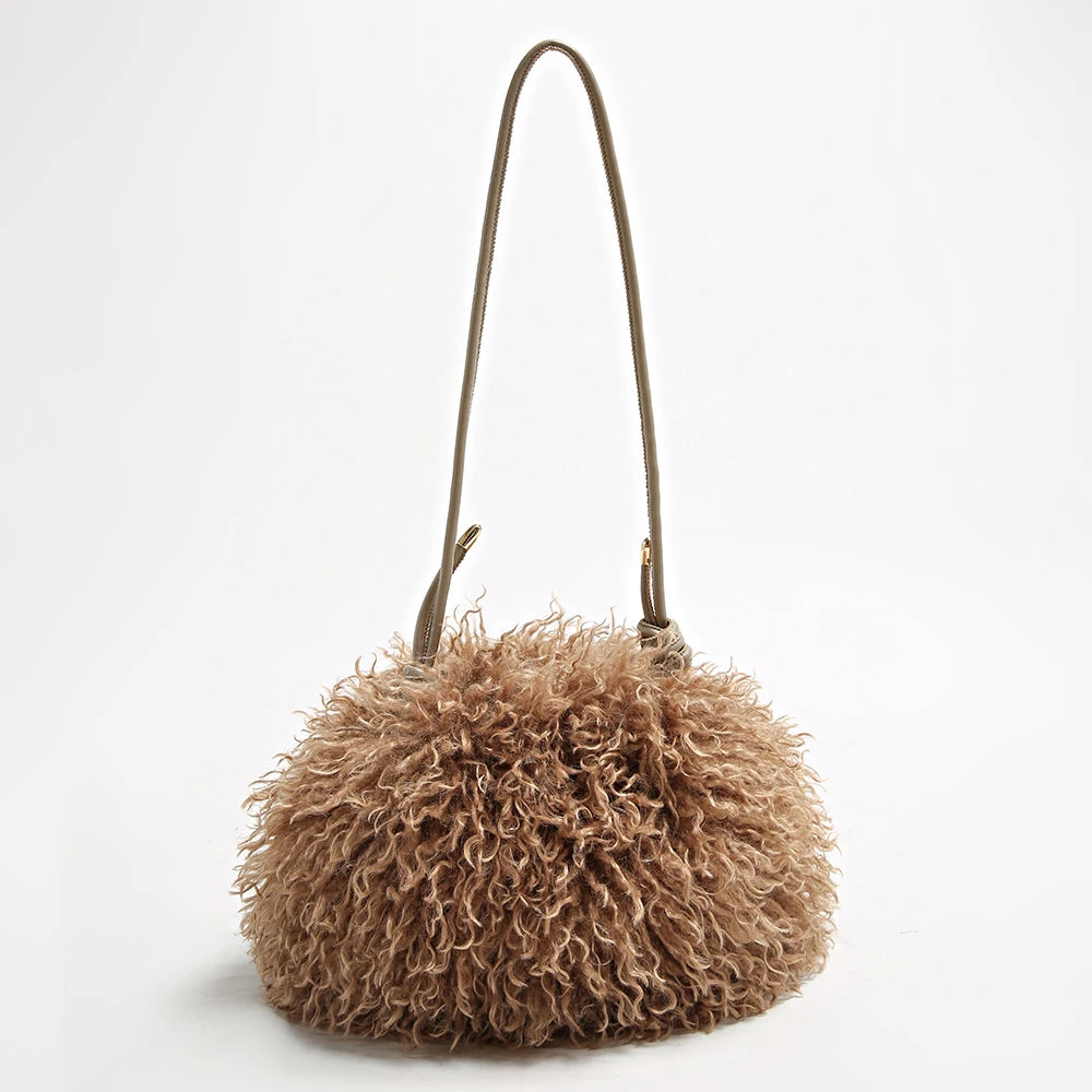 Fluffy Curly Faux Fur Cloud Bag Cute Soft Plush Purse for Women Casual Single Shoulder Crossbody Multi Color Daily Fashion Handb