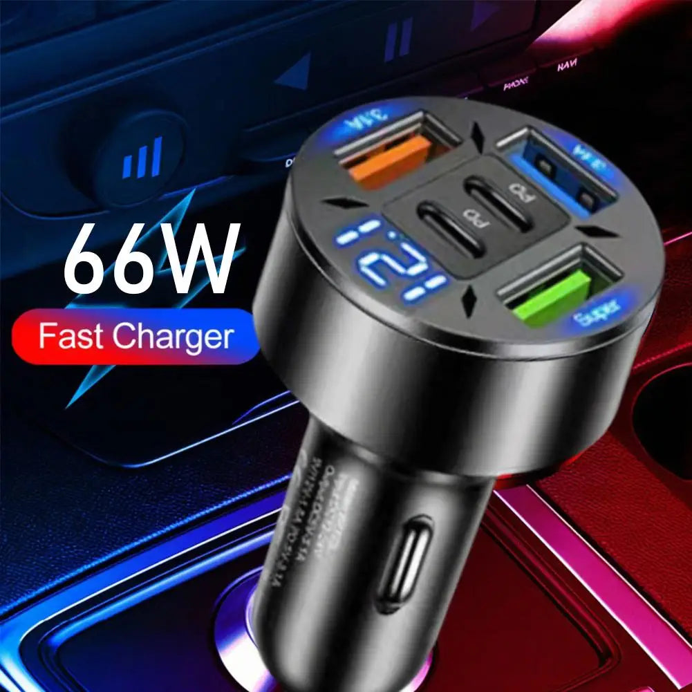 250W 5 Ports Car Charger Fast Charging PD QC3.0 USB C Car Phone Charger Type C Adapter In Car For IPhone