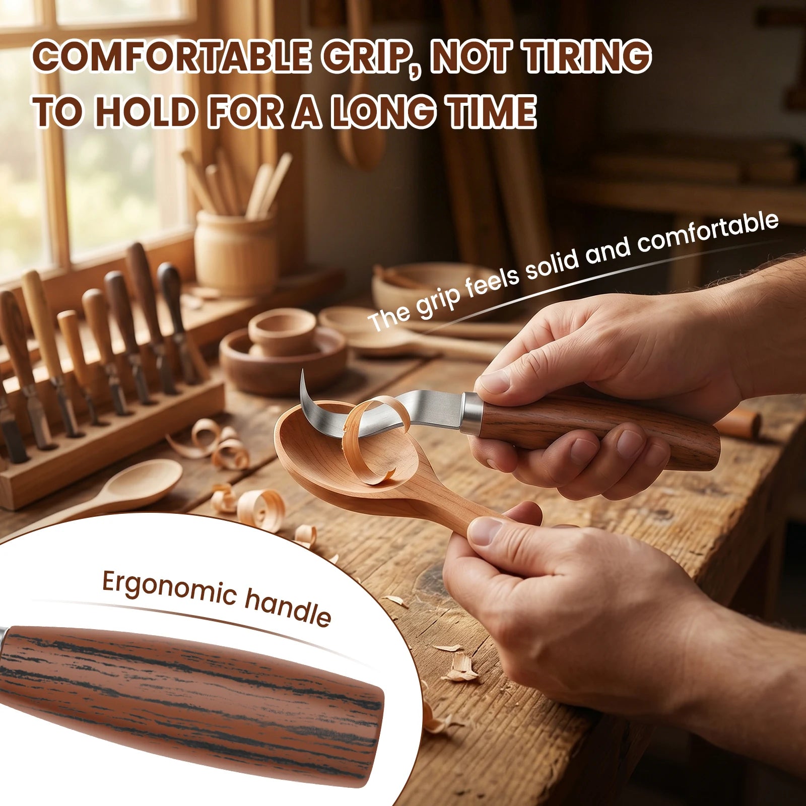 Wood Carving Tools Knife Kit for Whittling Spoon Ergonomic Carving Chisel Set Sharp Whittling Knife for Beginners Woodworking