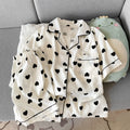 Women's Summer Thin Pajamas with Heart-Shaped Pattern, Short-Sleeved Shorts, Sweet and Cute, Can Be Worn Outside in Summer, Two-Piece Home Wear Set