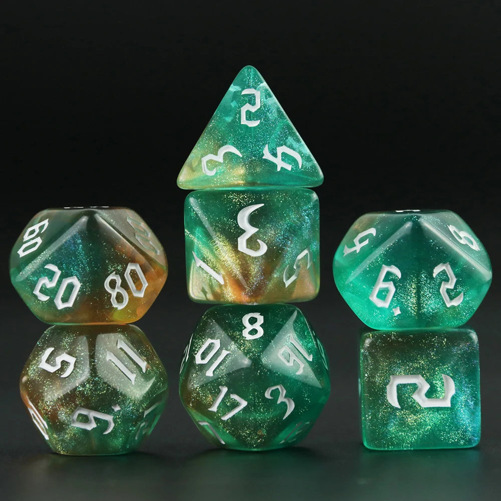 Iridescent Glitter RPG Polyhedral Dice Set for DND Game Dungeon and Dragons Table Board Roll Playing Games
