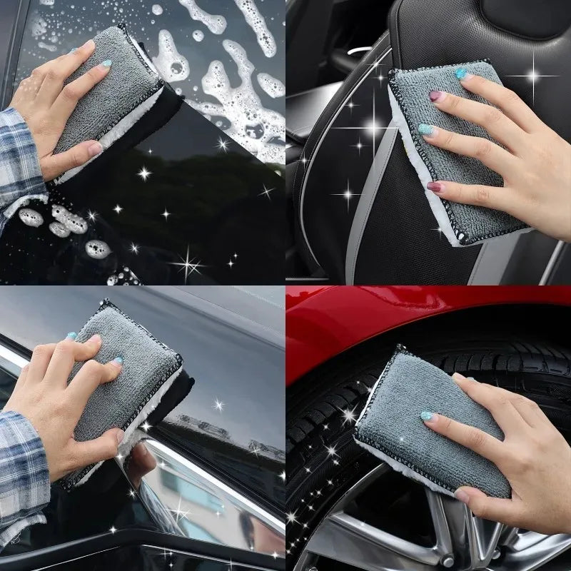 Car Wash Sponge for Removing Stains Dust Lint Polyester Car Care Tool 1–5 Pieces Double-Sided Cleaning Sponge Soft Microfiber