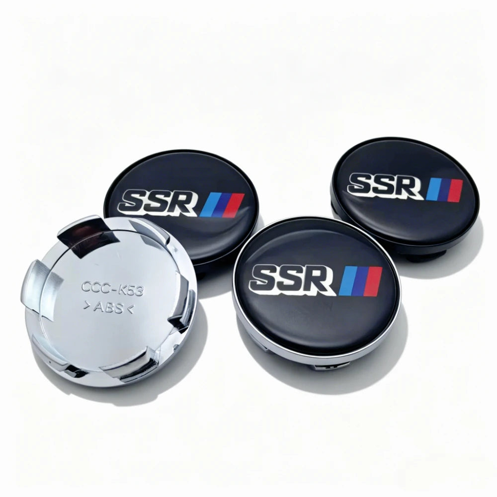 4pcs SSR Logo Badge Epoxy Resin Emblem Car Wheel Center Caps Hub Cap 53MM Clip 48MM Wheel Rim Hubcaps Dust Cover Car Accessories