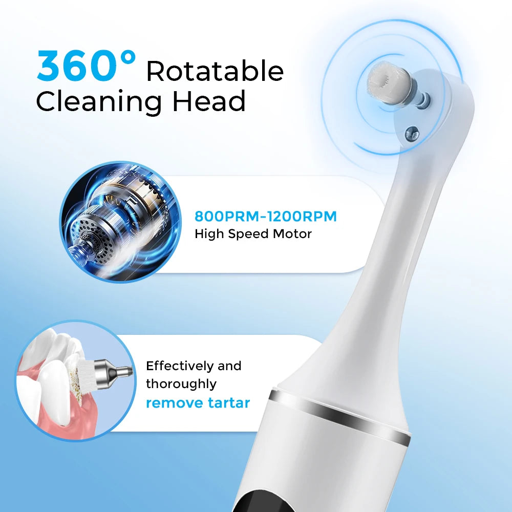 Electric Tooth Polisher Teeth Whitening Cleaner 5 Speed Modes 6 Brush Heads With LED Light Dental Tartar Remover Teeth Clean
