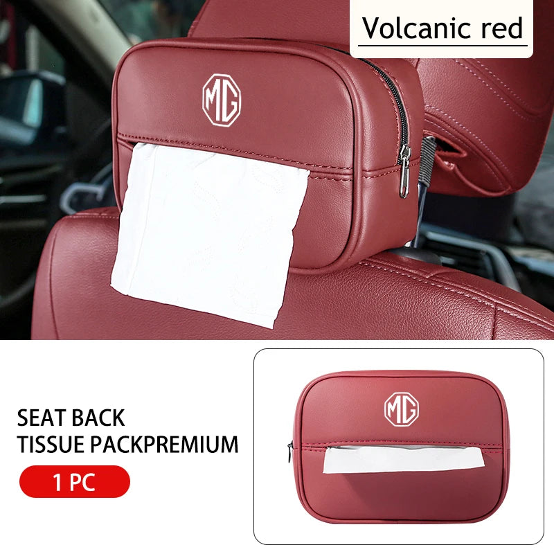 Universal Car Tissue Box Leather Auto Seat Back Tissue Dispenser For MG 6 3 5 7 TF ZR ZS HS GS GT Hector RX5 RX8 350 550
