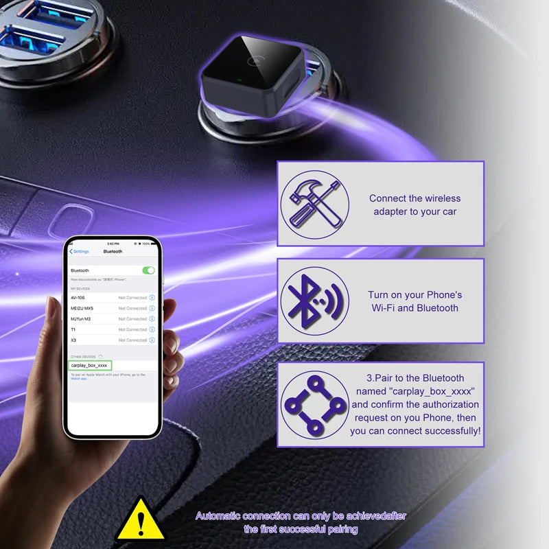 Lenovo Mini Carplay AI Box Wired to Wireless CarPlay/Android Auto 2in1 Box 5GHz WiFi5 for 99% Original Wired CarPlay/Auto Car