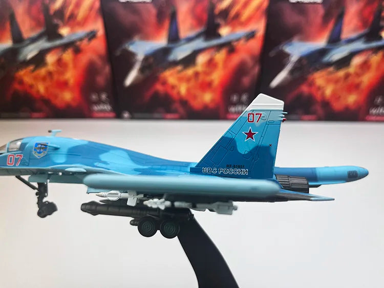 1/100 Scale SU34 Fighter Bomber Russian Sukhoi Cy-34 SU-34 Fullback Diecast Metal Military Plane Model Collection or Gifts