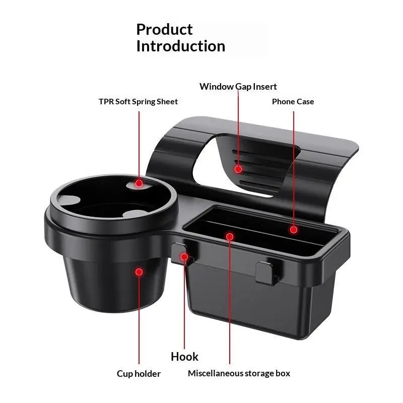 2-in-1 Car Cup Stand Phone Holder Mount Scratch Resistant Hanging Storage Tray for Car Side Door Window Travel Accessories