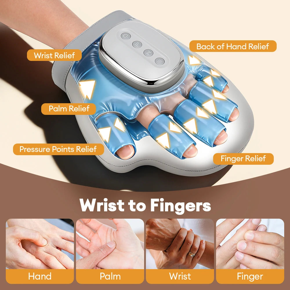 5 Level Hand Massager with Airbag Compression Finger Wrist Palm Massage Machine Vibration Glove for Hand Muscle Relax