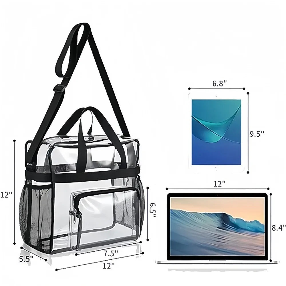 Clear Tote Bag Heavy Duty Plastic Transparent Crossbody With Zipper Pockets Pass Stadium Security Fast For Women Work Concerts