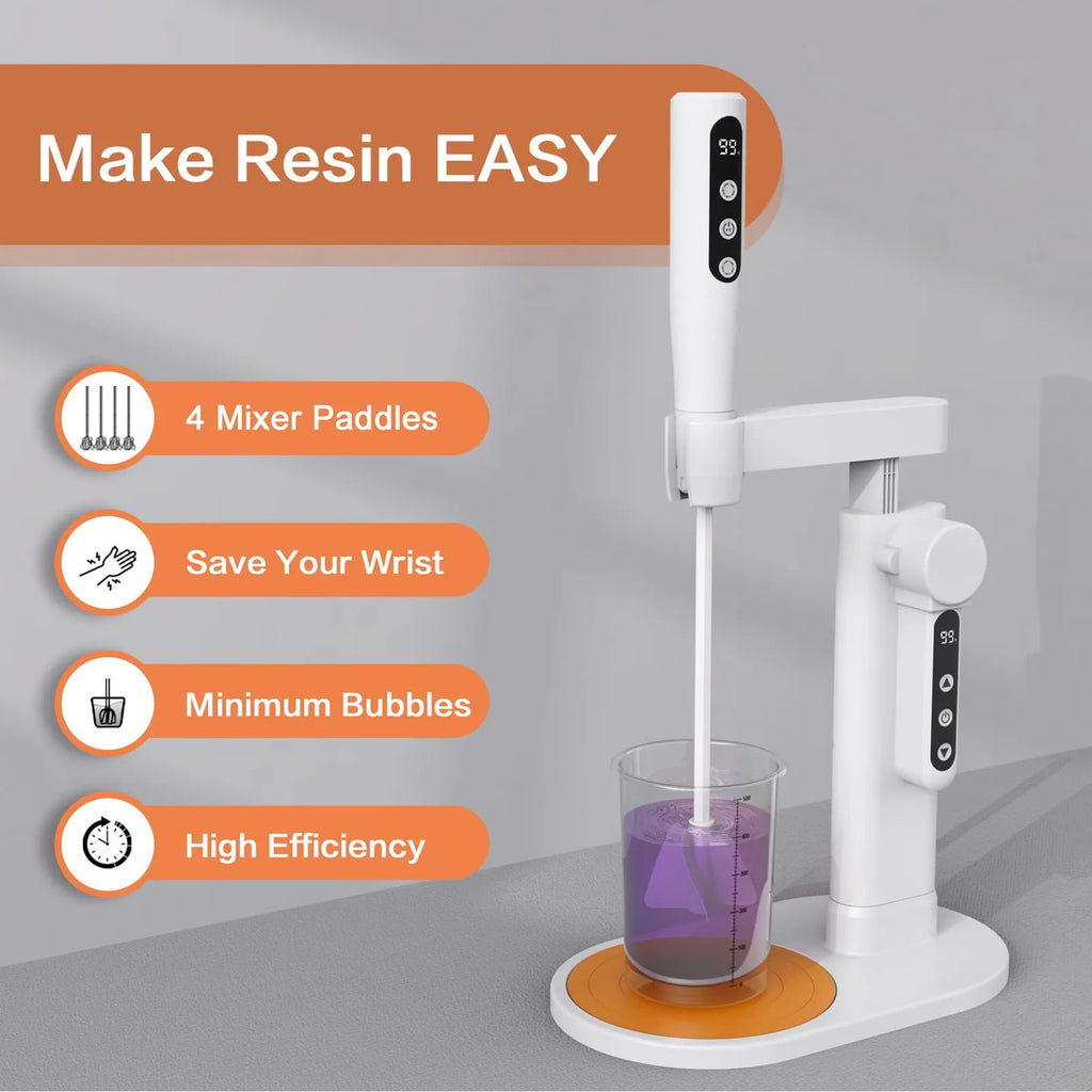 Electric Resin Stirrer Electric Resin Mixer with Stand Minimizing Bubbles  Glue Coatings Stirring Machine 5 Adjustable Speeds