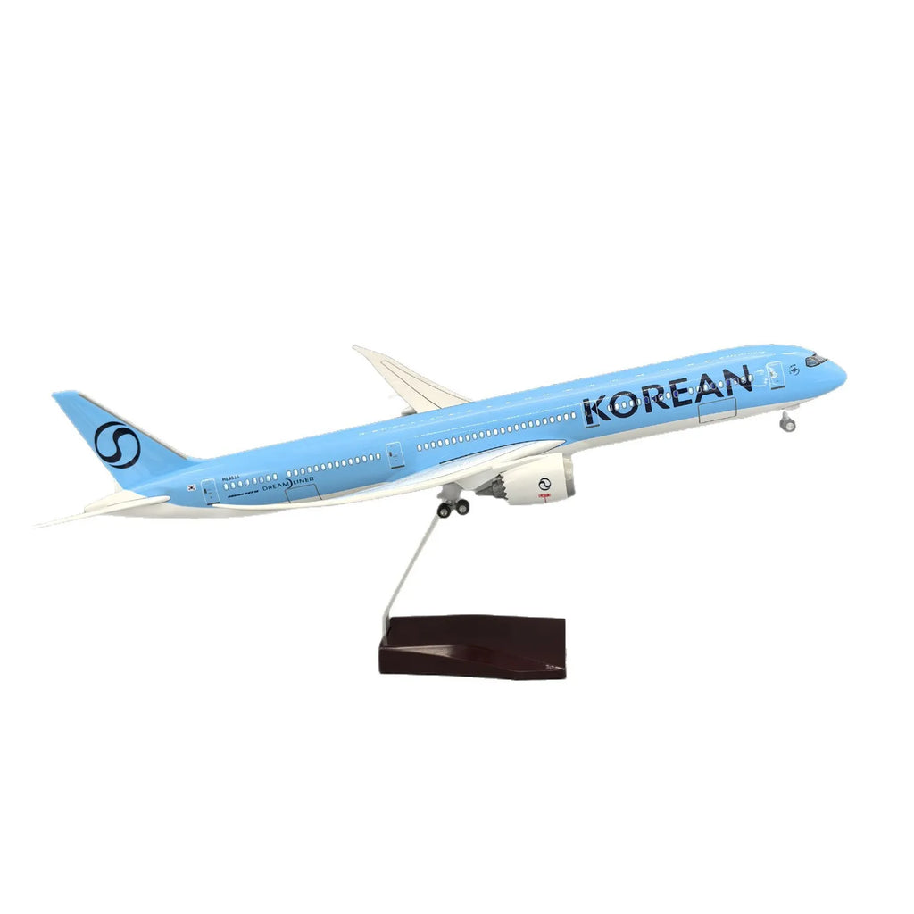 43cm plane model Korean Air 787-10 Replica Resin airplane models With Wheels & Led Light Souvenir Plane Toy Collected Gift