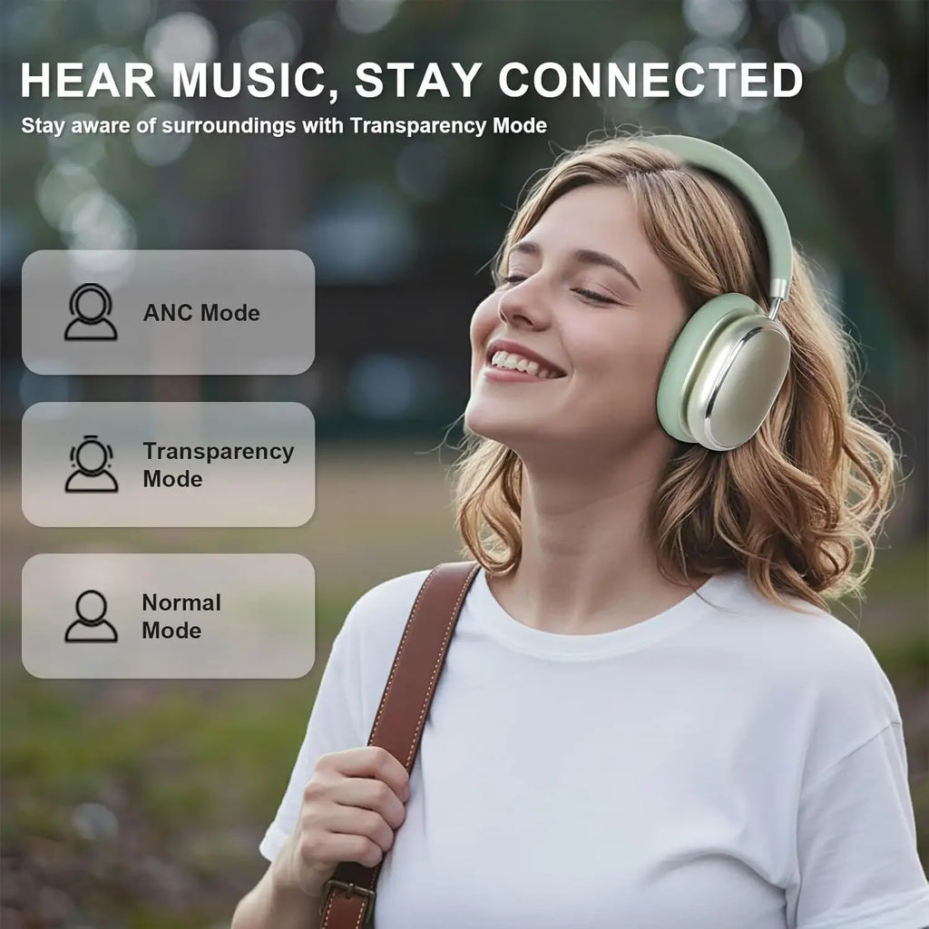 Hybrid Active Noise Cancelling Headphones with Knob Control 65H Playtime Over Ear Headphones Wireless Bluetooth 6.0 Hi-Res Audio