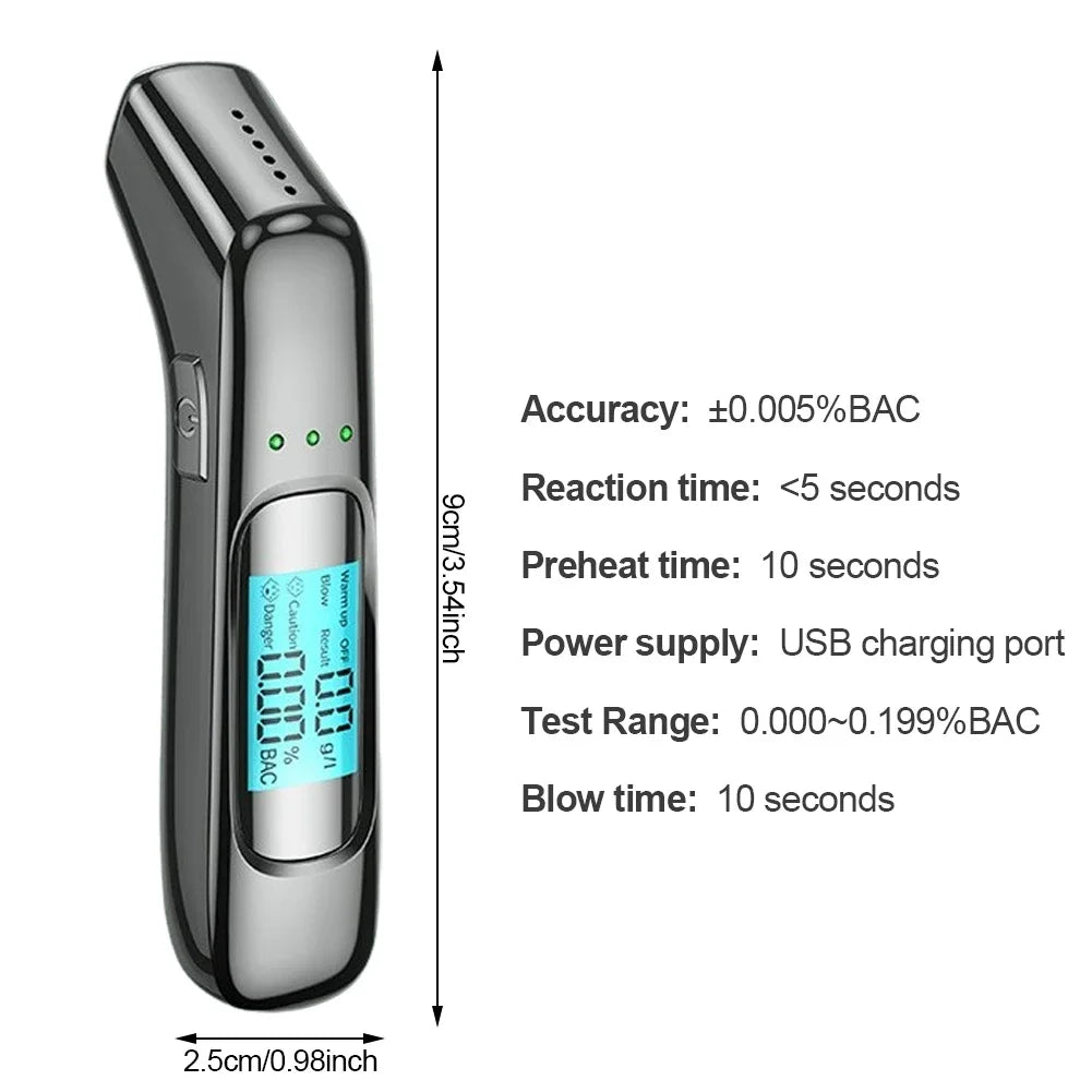 Portable Non-Contact Alcohol Tester with LCD Screen Display Alcoholmeter Alcohol Tester Accuracy Breathalyzer Diagnostic Tool