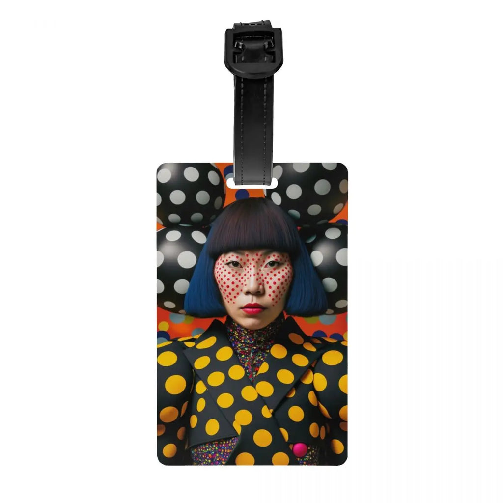 Custom Yayoi Kusama Abstract Painting Luggage Tag Privacy Protection Baggage Tags Travel Bag Labels Suitcase