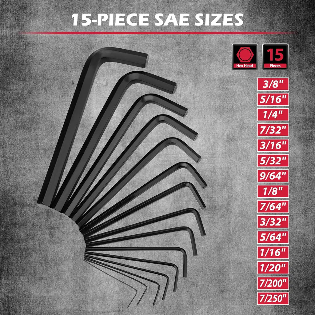 SEDY 41PC Hex Key Allen Wrench Set L-Shaped SAE & Metric Torx Key Wrenches with Torque Handle 0.028' to 3/8' 0.7mm to 10mm
